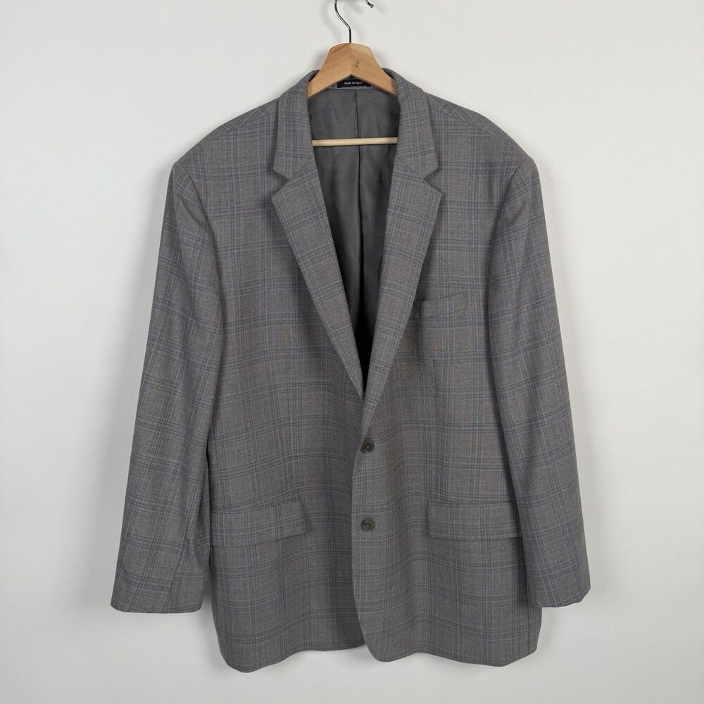 Joseph & Feiss Gold Classic Fit Wool Blazer 50L Grey Check Sport Coat Jacket